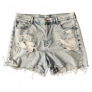 American Eagle, 12, Blue, Ripped Denim Shorts